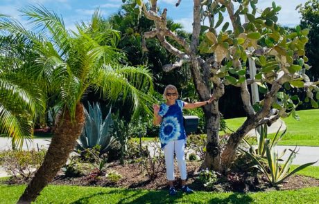 Suzanne Rosoff in her garden