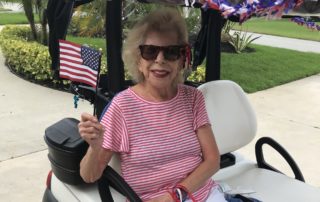 Suzanne Rosoff in Cart for 4th of July 2020